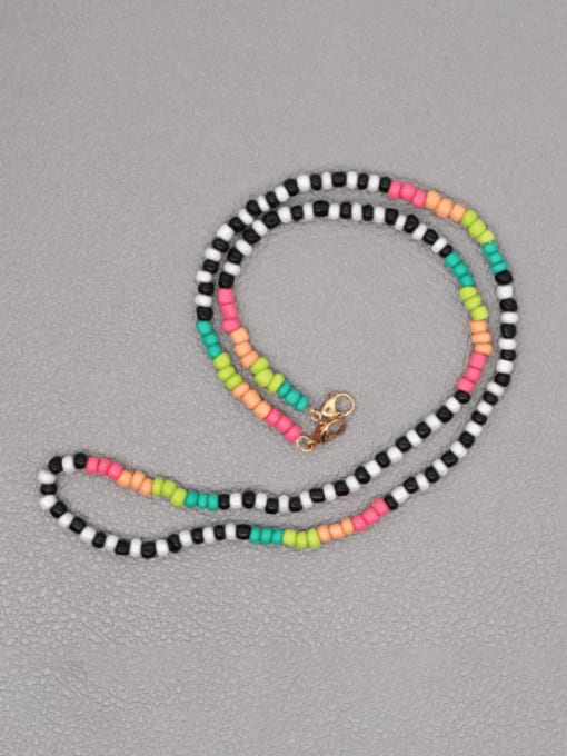 GZ N200023A Stainless steel Bead Multi Color Evil Eye Bohemia Hand-woven Necklace