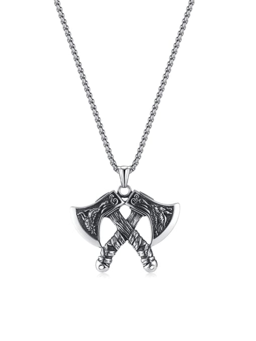 2232 pendant+ pearl chain 4*70cm Titanium Steel Irregular Hip Hop Necklace