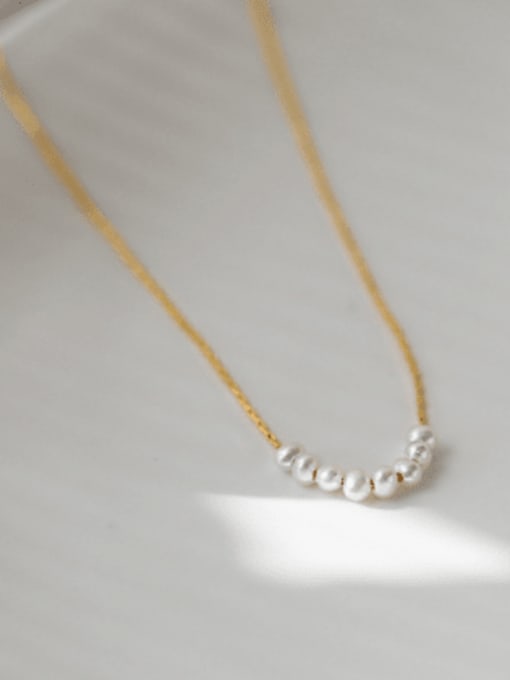 A TEEM Titanium Steel Freshwater Pearl Round Minimalist Necklace 3