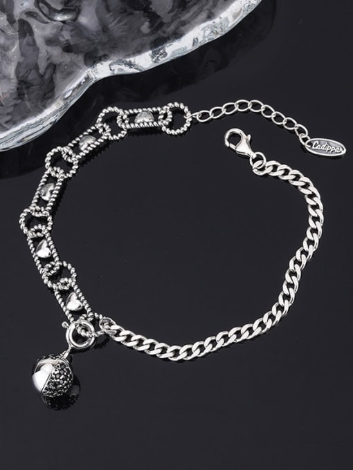 KDP-Silver 925 Sterling Silver Geometric Vintage Adjustable +Asymmetrical  Chain Bracelet 3