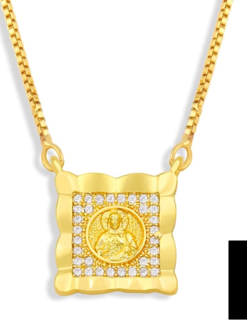 E Brass Cubic Zirconia Religious Vintage Necklace