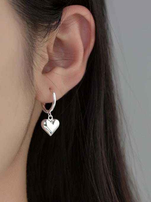 Rosh 925 Sterling Silver Heart Minimalist Huggie Earring 1