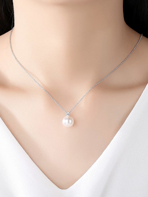 BLING SU Copper Imitation Pearl White Necklace 1