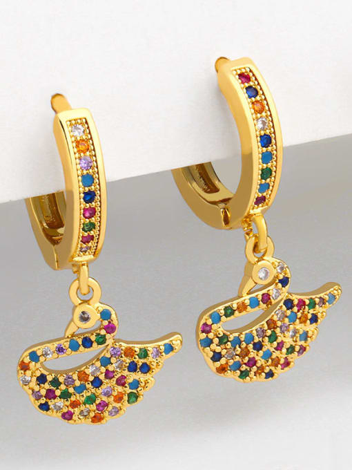 CC Brass Swan Vintage Huggie Earring 1