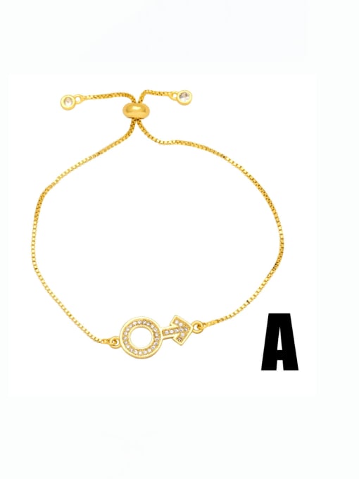 A Brass Cubic Zirconia Heart Bohemia Adjustable Bracelet