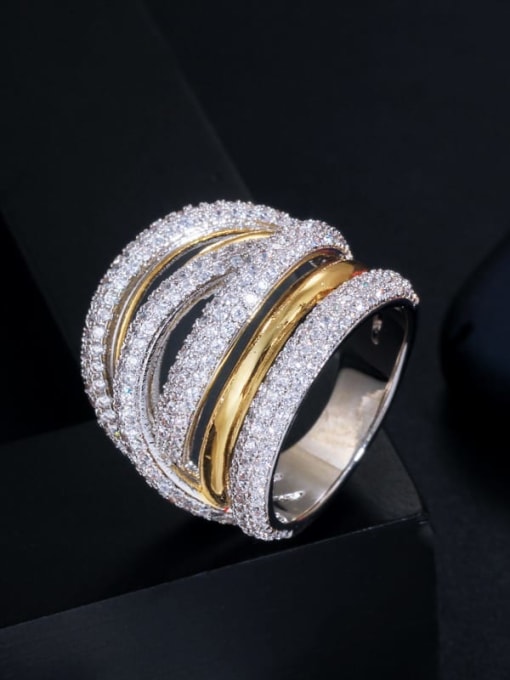 L.WIN Copper Cubic Zirconia Irregular Luxury Band Ring 1