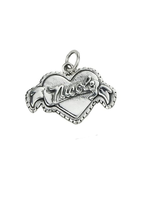 SHUI Vintage Sterling Silver With Vintage Heart Pendant Diy Accessories