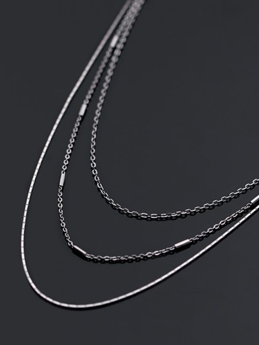 Rosh 925 Sterling Silver Geometric Minimalist Multi Strand Necklace 2