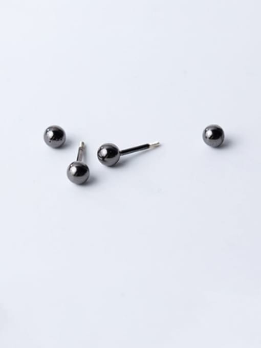 Rosh 925 Sterling Silver Bead Round Minimalist Stud Earring 2