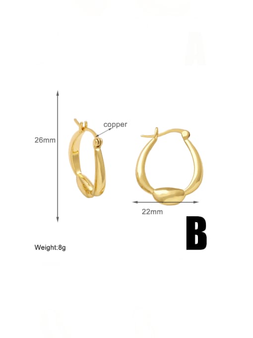 B Brass Geometric Minimalist Huggie Earring