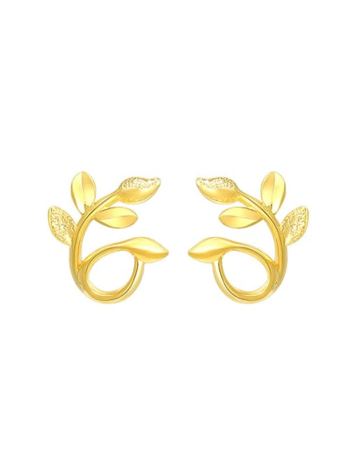 24K gold Alloy Leaf Minimalist Stud Earring
