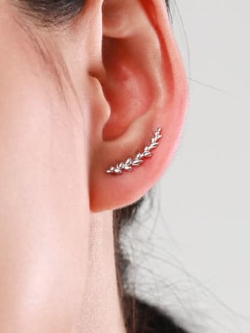 MODN 925 Sterling Silver Leaf Minimalist Stud Earring 1