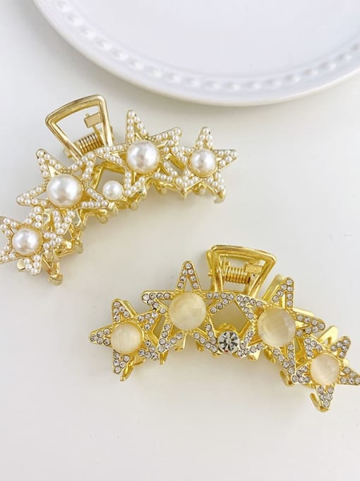 Chimera Alloy Imitation Pearl  Trend  Five-pointed star Jaw Hair Claw 3