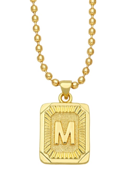 M Brass Letter Vintage Geometry Pendant Necklace