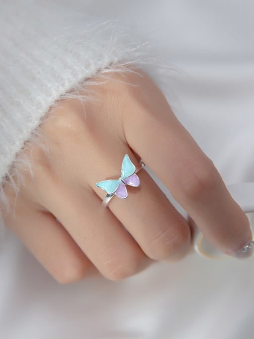 Rosh 925 Sterling Silver Enamel Butterfly Trend Band Ring 2