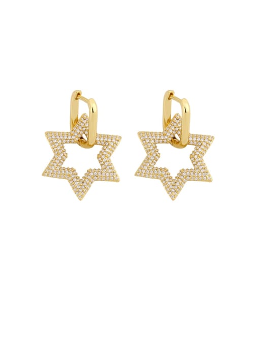 CC Brass Cubic Zirconia Star Ethnic Stud Earring