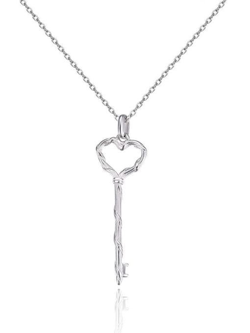 Boomer Cat 925 Sterling Silver Hollow Key Minimalist Necklace 0