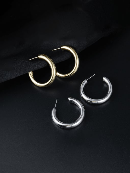 BeiFei Minimalism Silver 925 Sterling Silver Geometric Minimalist Hoop Earring 0