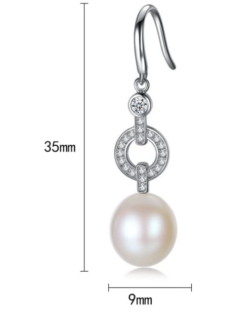 CCUI 925 Sterling Silver Freshwater Pearl Hollow Geometric Classic Hook Earring 4