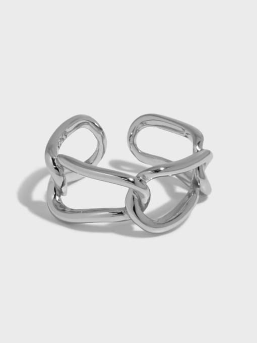 DAKA 925 Sterling Silver Hollow Geometric Vintage Band Ring