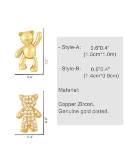 CC Brass Cubic Zirconia Enamel Bear Cute Huggie Earring 3