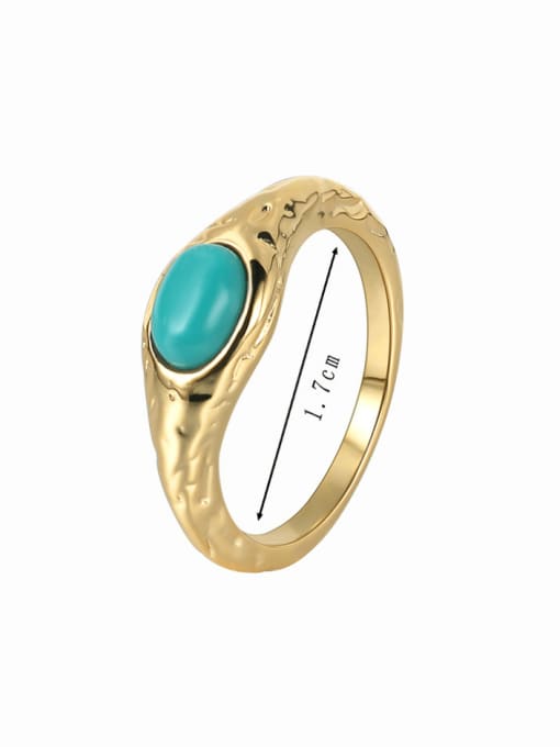CHARME Brass Turquoise Geometric Vintage Band Ring 3