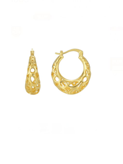 Gold irregular hollow ear buckle Brass Geometric Minimalist  Hollow Irregular Huggie Earring