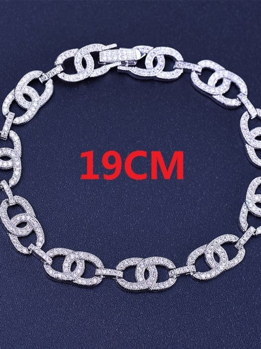 19cm T13A12 Copper Cubic Zirconia Geometric Dainty Link Bracelet