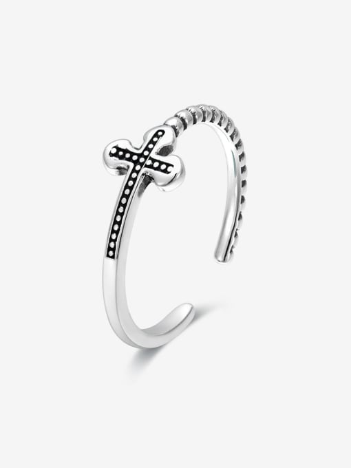 XBOX 925 Sterling Silver Cross Vintage Band Ring 0