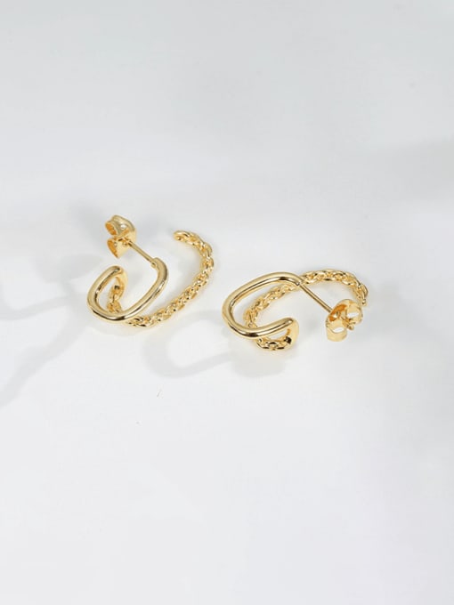 Gold double-layer Earrings Brass Geometric Minimalist  Double Layer Earring
