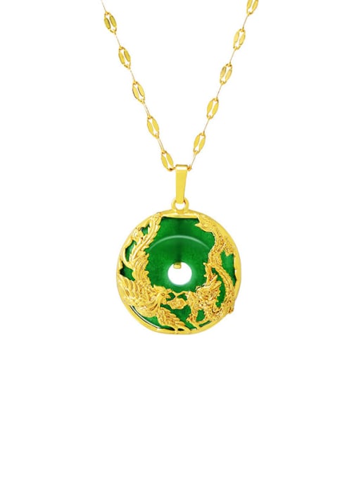 XP Alloy Green Round Trend Necklace 0