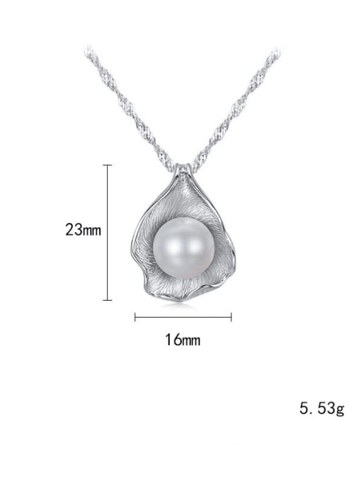 CCUI 925 Sterling Silver Freshwater Pearl Water wave chain Freshwater Pearl Pendant Necklace 3