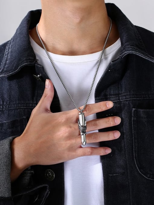 CONG Stainless steel Bullet Vintage Pendant Necklace 2