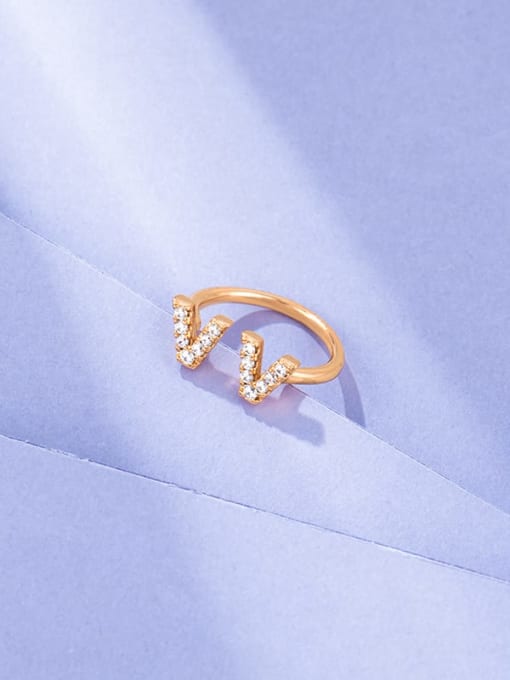 XP Alloy Cubic Zirconia Letter Dainty Band Ring 3