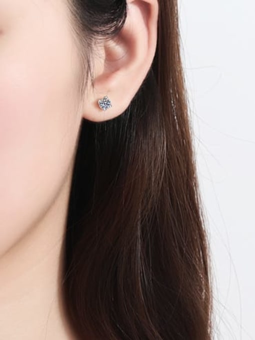 MOISS Sterling Silver Moissanite Geometric Dainty Stud Earring 3