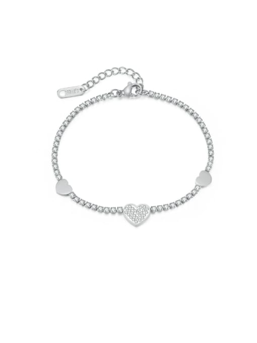 Open Sky Stainless steel Cubic Zirconia Heart Minimalist Bracelet