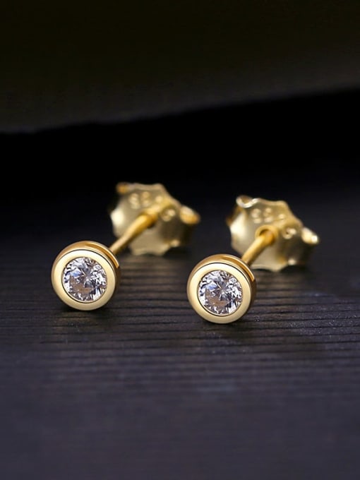 14K Gold 925 Sterling Silver Rhinestone Geometric Minimalist Stud Earring
