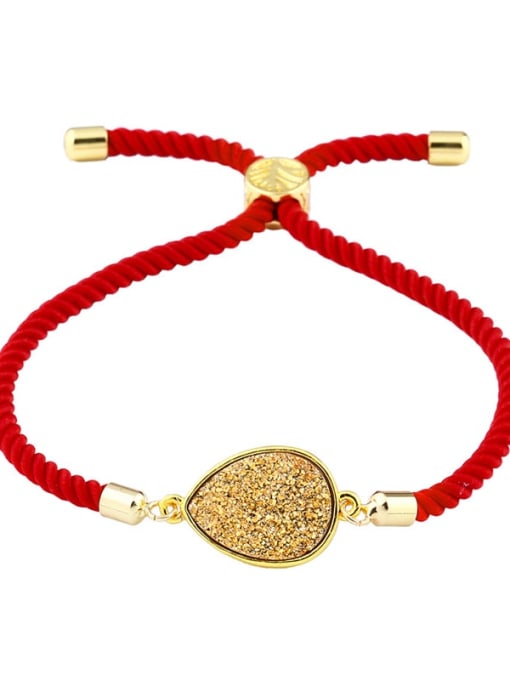 Red rope gold Leather Geometric Minimalist Adjustable Bracelet