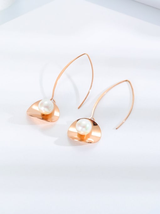 Open Sky Titanium Imitation Pearl Geometric Minimalist Hook Earring 2