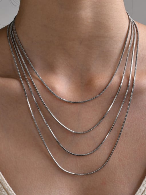 LI MUMU Titanium Steel Minimalist Snake Bone Chain Necklace 2