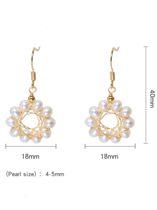 Fresh water pearl ear hook Brass Freshwater Pearl Geometric Minimalist Hook Earring