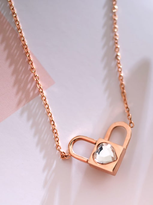 Open Sky Titanium Rhinestone Heart Minimalist Necklace 1