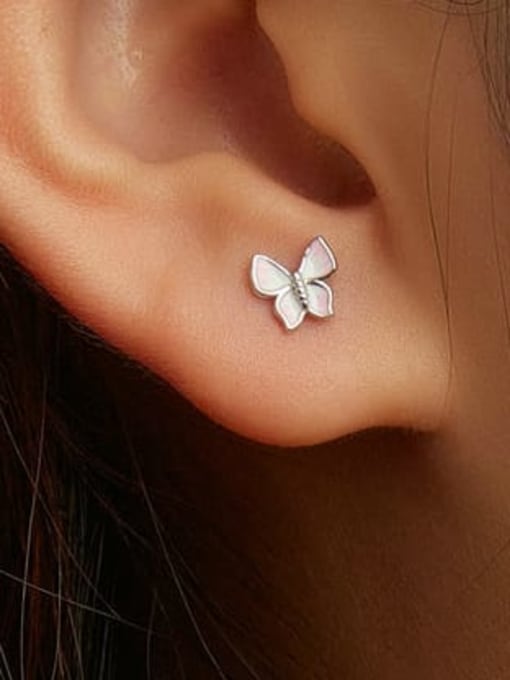 Jare 925 Sterling Silver Enamel Butterfly Cute Stud Earring 1