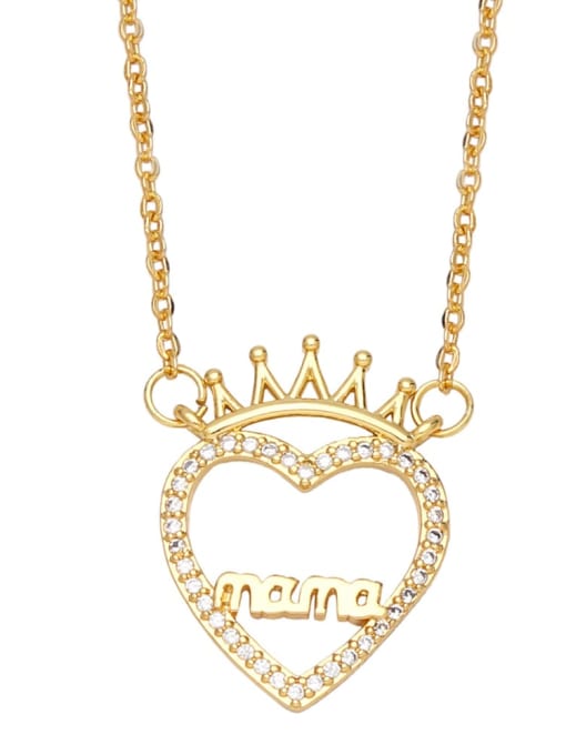 CC Brass Cubic Zirconia Crown Vintage  Heart+Letter Pendant Necklace 4