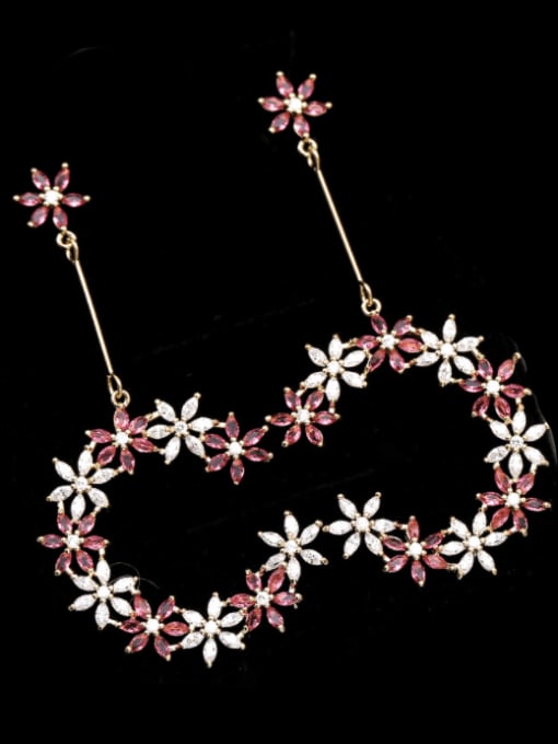 Luxu Brass Cubic Zirconia Flower Trend Drop Earring
