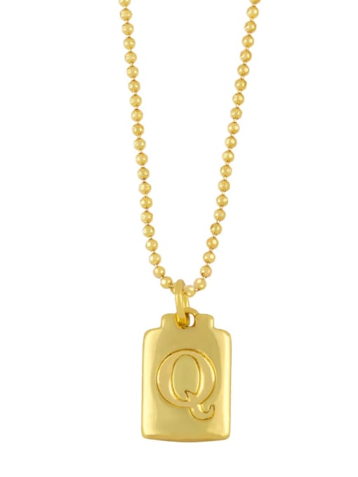 Q Brass Geometry Letter Vintage Necklace