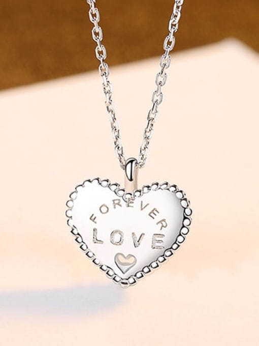 Platinum 14d04 925 Sterling Silver Simple fashion heart pendant Necklace