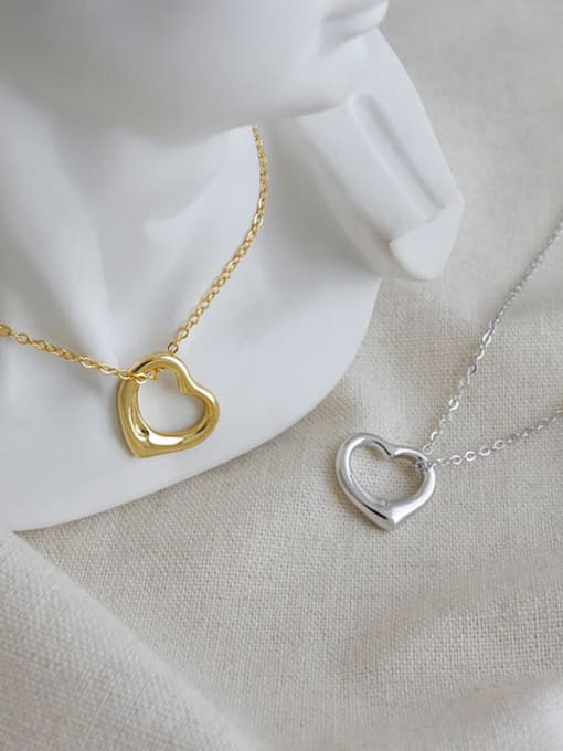DAKA S925 Sterling Silver Fashion minimalist Heart Necklace 1