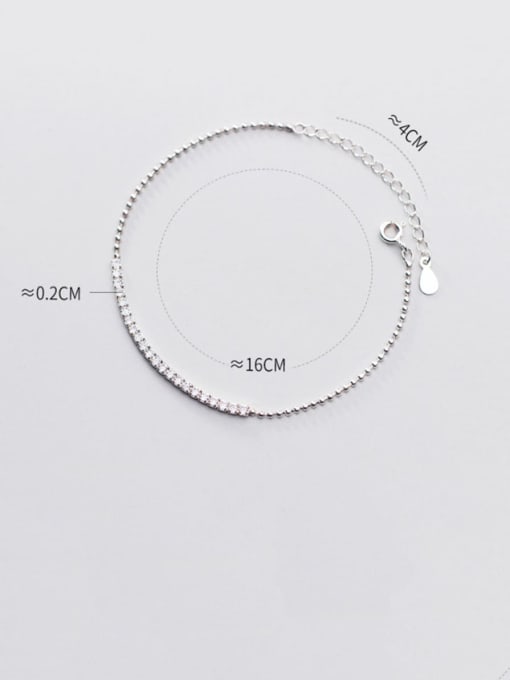 Rosh 925 Sterling Silver Cubic Zirconia  Square Minimalist Link Bracelet 1