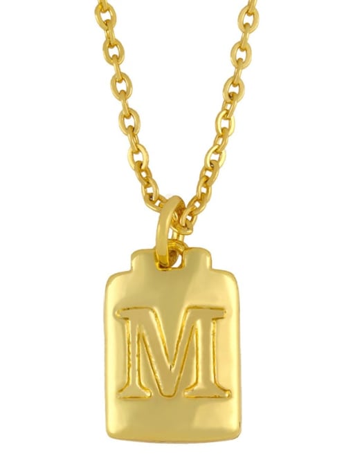 M Brass Geometric Letter Minimalist Necklace